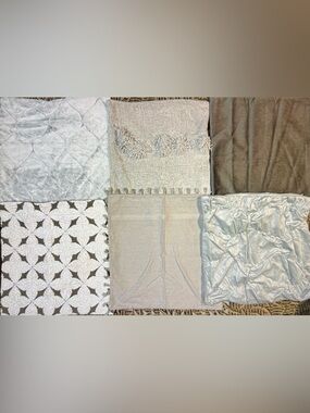6 GRAY Decorative Pillow Cases Plush Fur Embrodery side zipper 20in